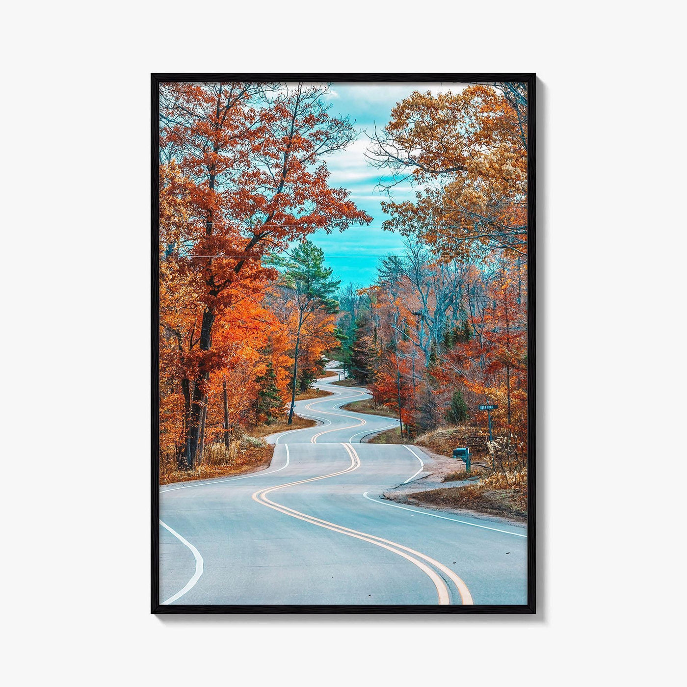 Door County Wisconsin Fine Art Photo Print, Autumn Winding Road, Fall Foliage Poster