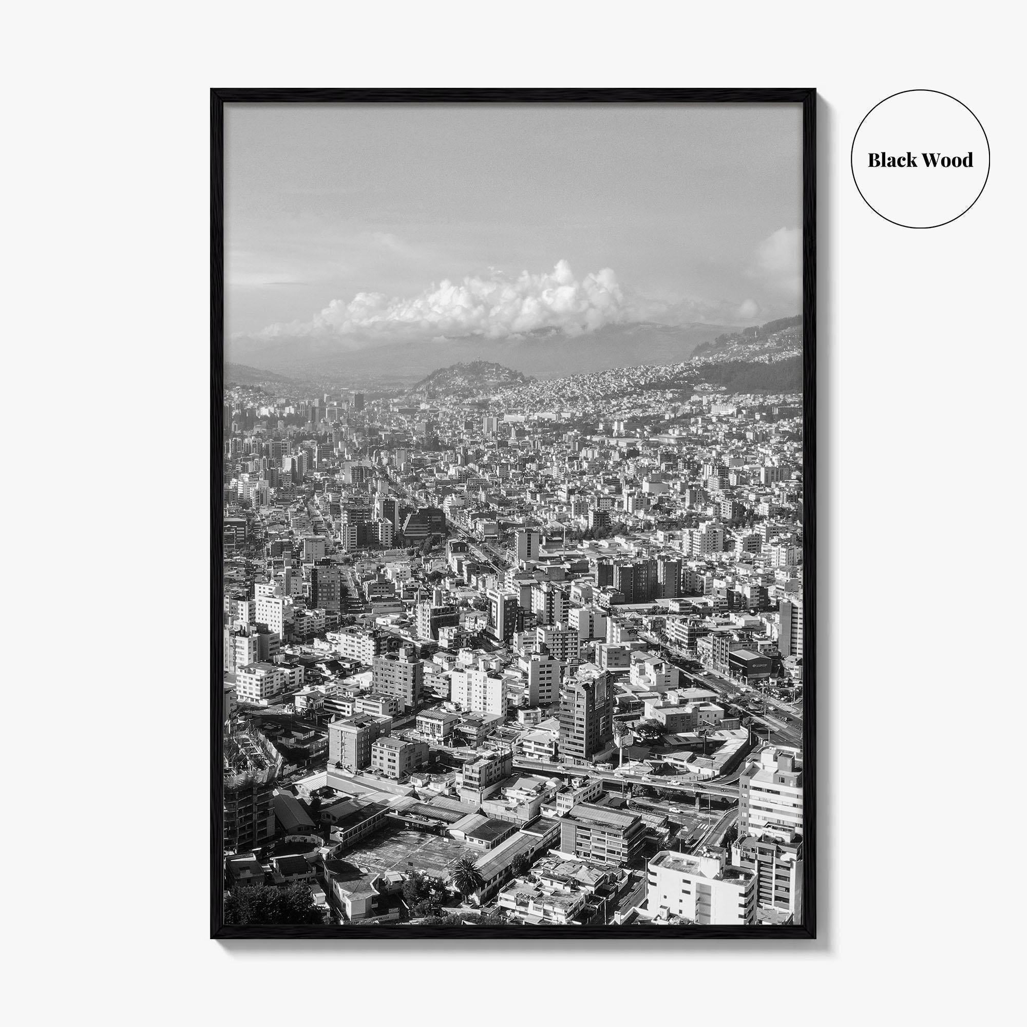 Quito Skyline Black and White Fine Art Photo Print, Ecuador, City Poster, Wall Decor
