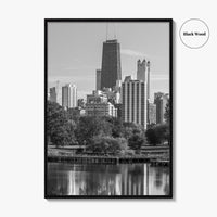 Chicago Skyline Black and White Fine Art Photo Print, Lincoln Park Illinois Poster