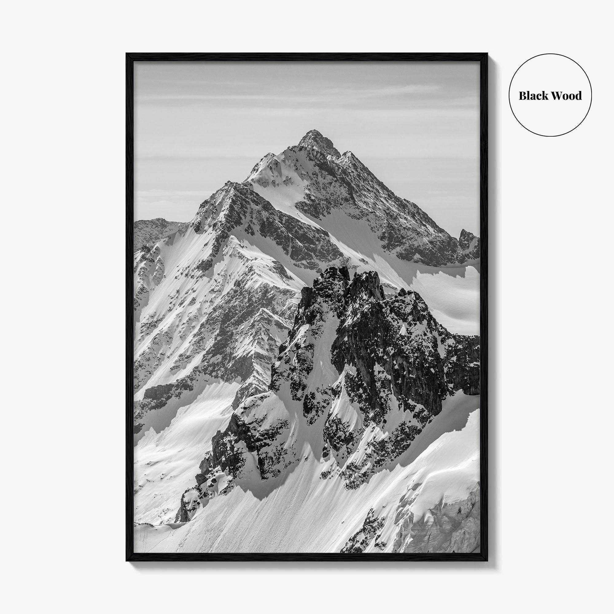 Switzerland Black and White Fine Art Photo Print, Mount Titlis, Engelberg, Swiss Alps, Panoramic