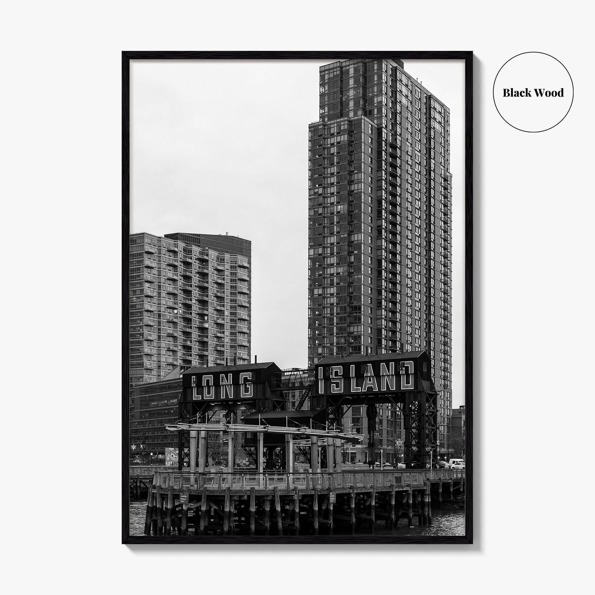 Long Island City Skyline Black and White Fine Art Photo Print, Queens NYC Poster