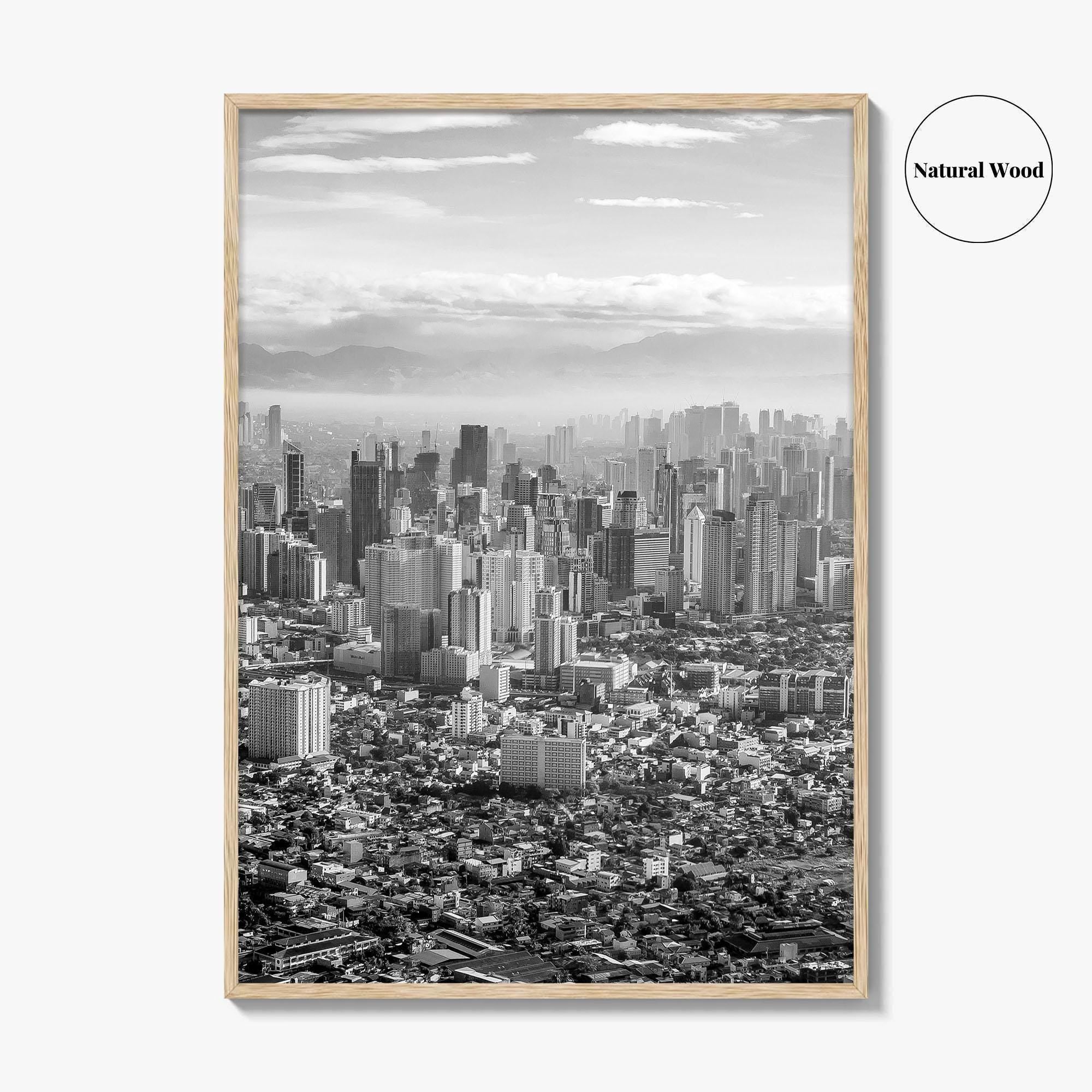 Manila Skyline Black and White Fine Art Photo Print, Makati, Pasay, Philippines