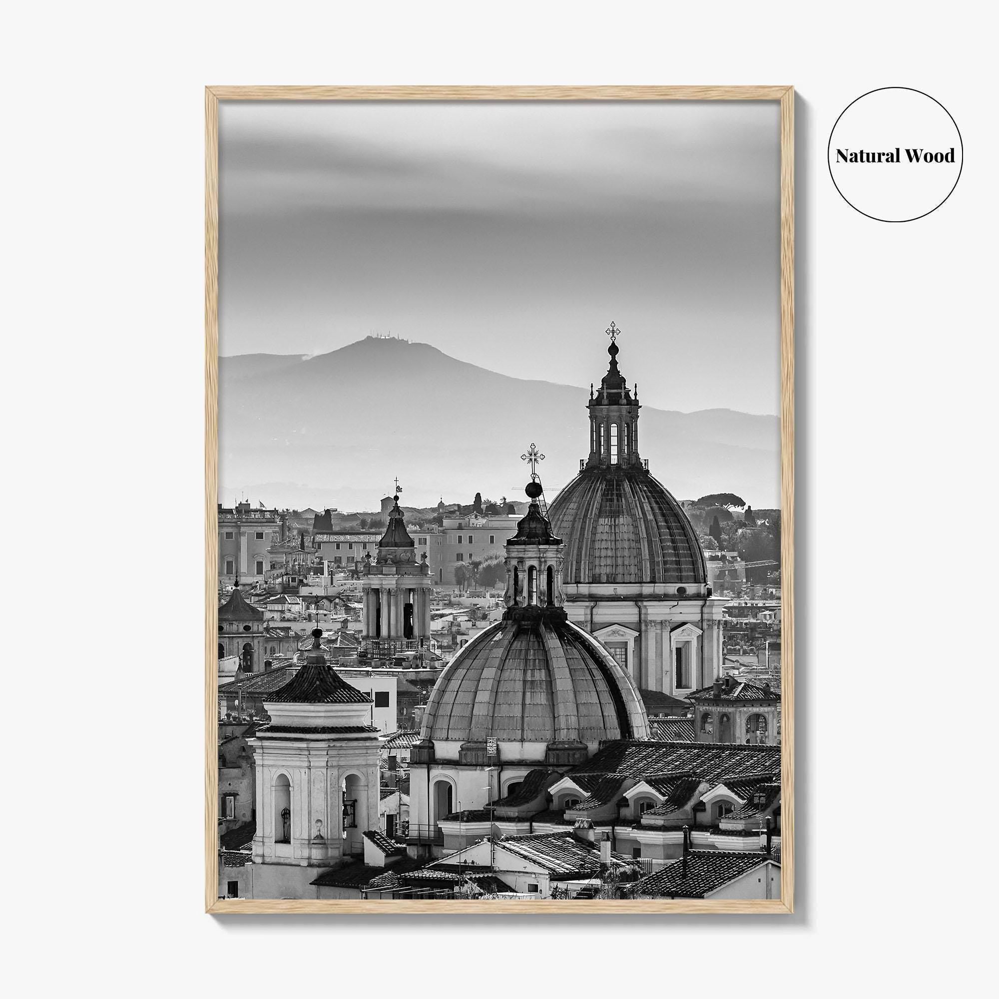 Rome Black and White Fine Art Photo Print, Castel Sant'Angelo Vatican Italy Poster