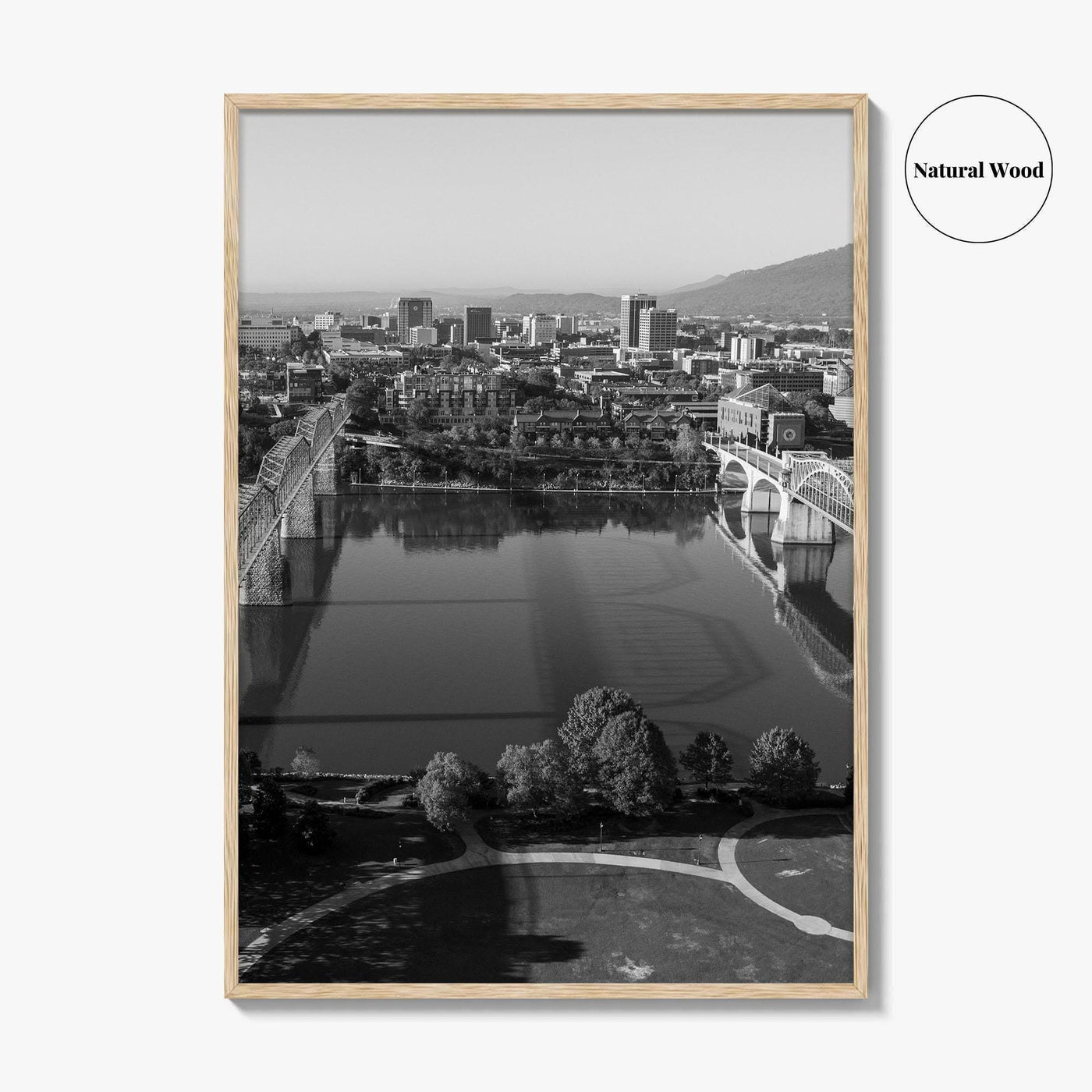 Chattanooga Black and White Fine Art Photo Print, Tennessee, Walking Market Street Bridges