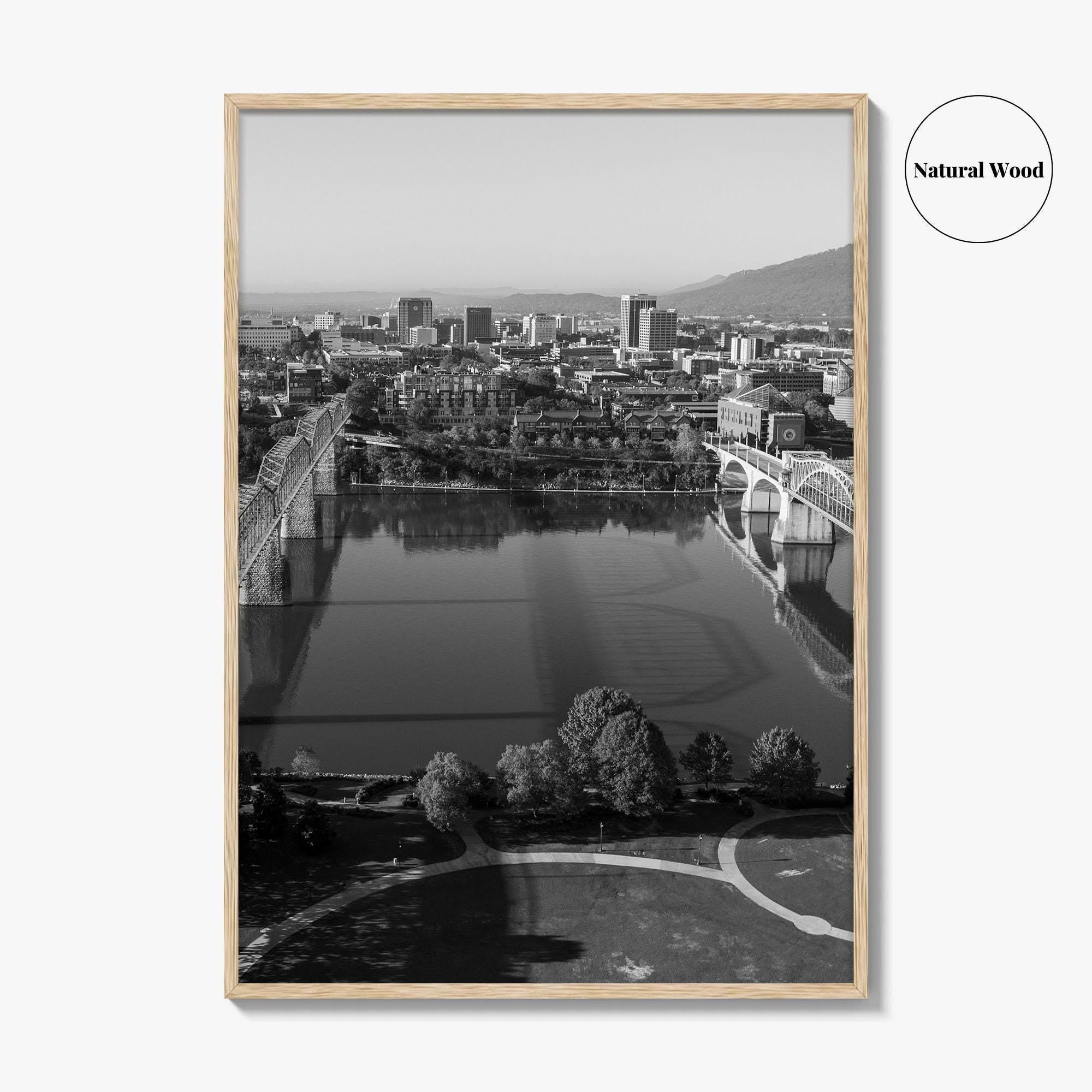 Chattanooga Black and White Fine Art Photo Print, Tennessee, Walking Market Street Bridges