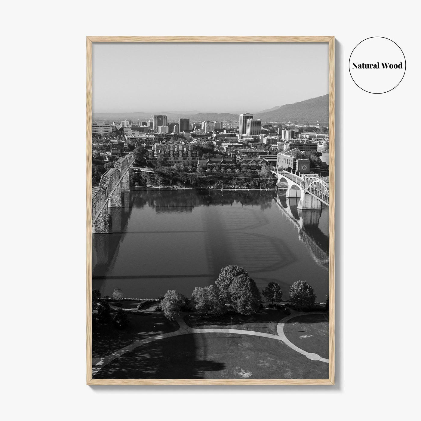 Chattanooga Black and White Fine Art Photo Print, Tennessee, Walking Market Street Bridges