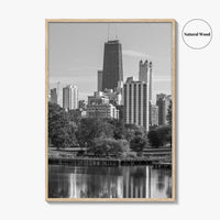 Chicago Skyline Black and White Fine Art Photo Print, Lincoln Park Illinois Poster