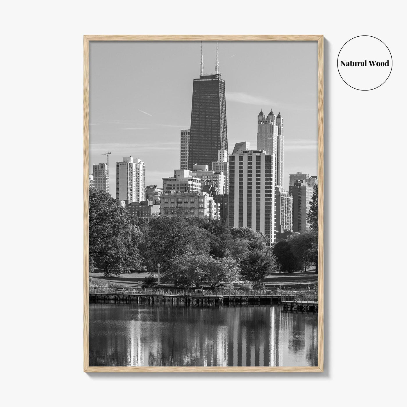 Chicago Skyline Black and White Fine Art Photo Print, Lincoln Park Illinois Poster