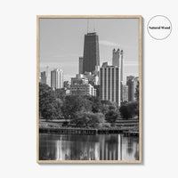 Chicago Skyline Black and White Fine Art Photo Print, Lincoln Park Illinois Poster