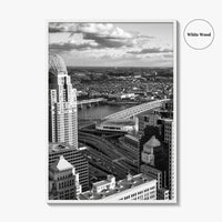 Cincinnati Skyline Black and White Fine Art Photo Print, Ohio River, USA Poster