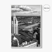 Cincinnati Skyline Black and White Fine Art Photo Print, Ohio River, USA Poster