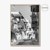 Cartagena Black and White Fine Art Photo Print, Colombia Colonial Street Poster
