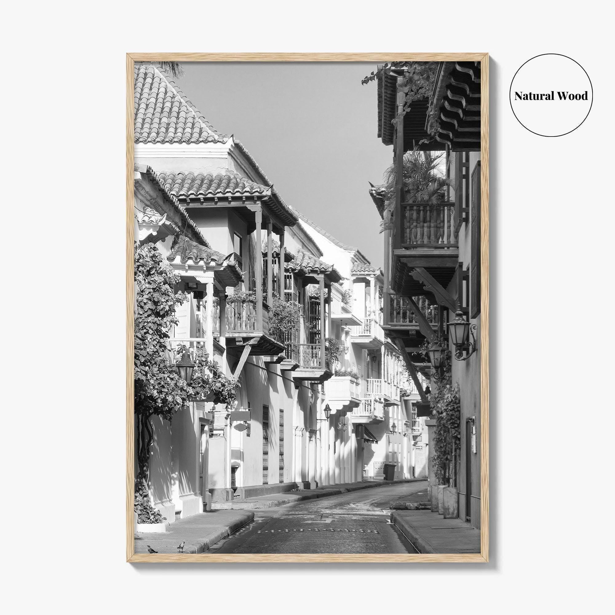 Cartagena Black and White Fine Art Photo Print, Colombia Colonial Street Poster