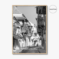 Cartagena Black and White Fine Art Photo Print, Colombia Colonial Street Poster