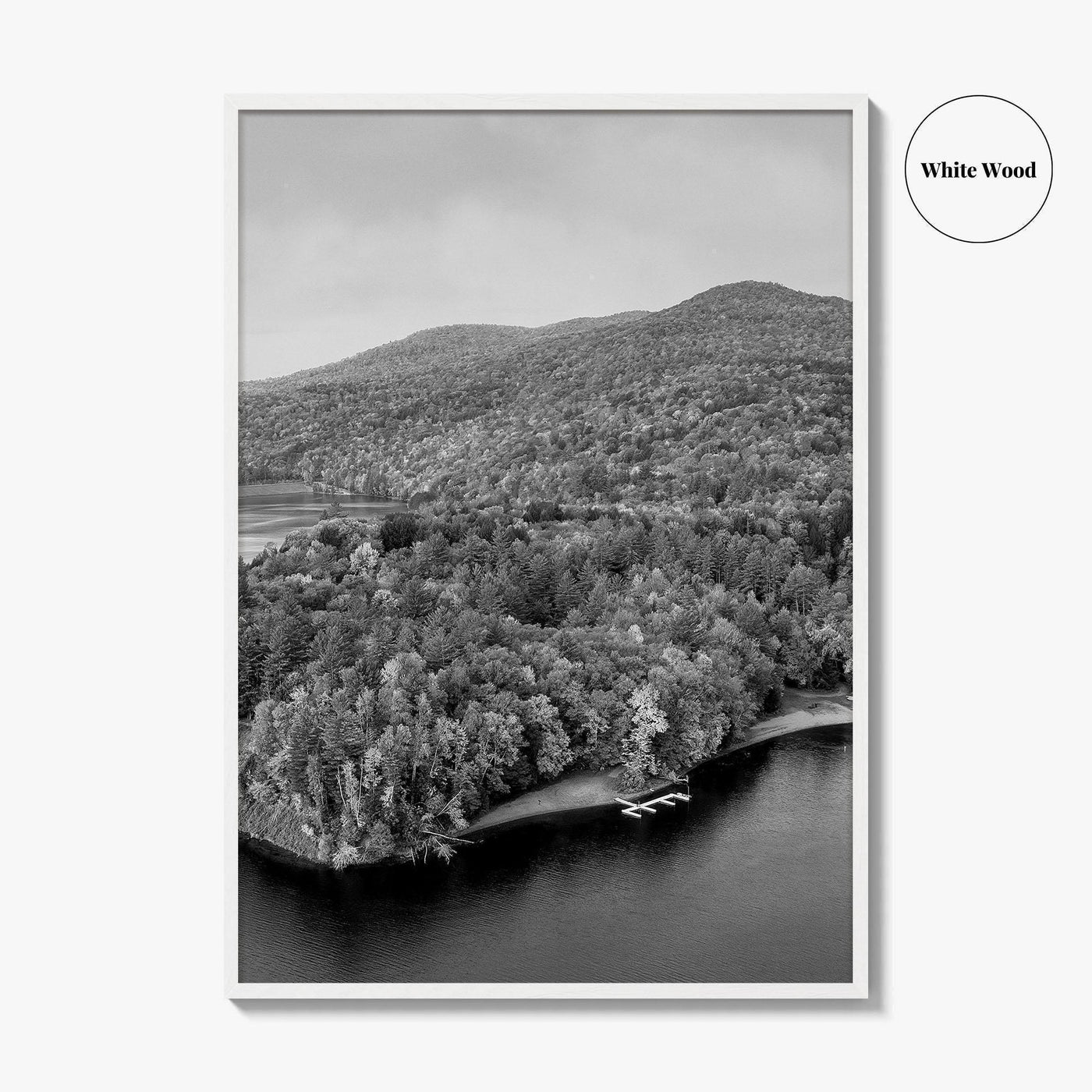 Waterbury Reservoir Black and White Fine Art Photo Print, Vermont Poster