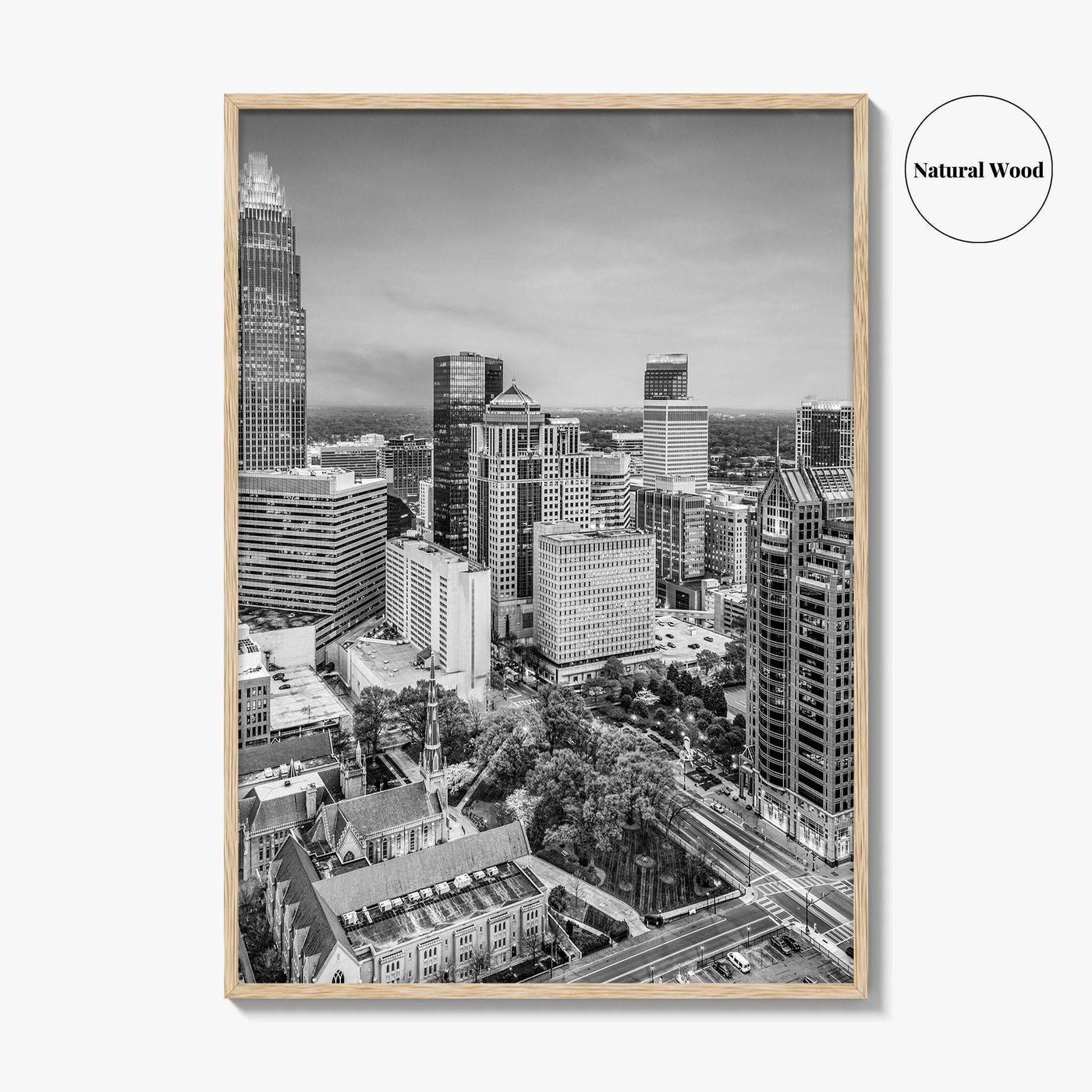 Charlotte Black and White Fine Art Photo Print, North Carolina USA, Uptown NC Poster