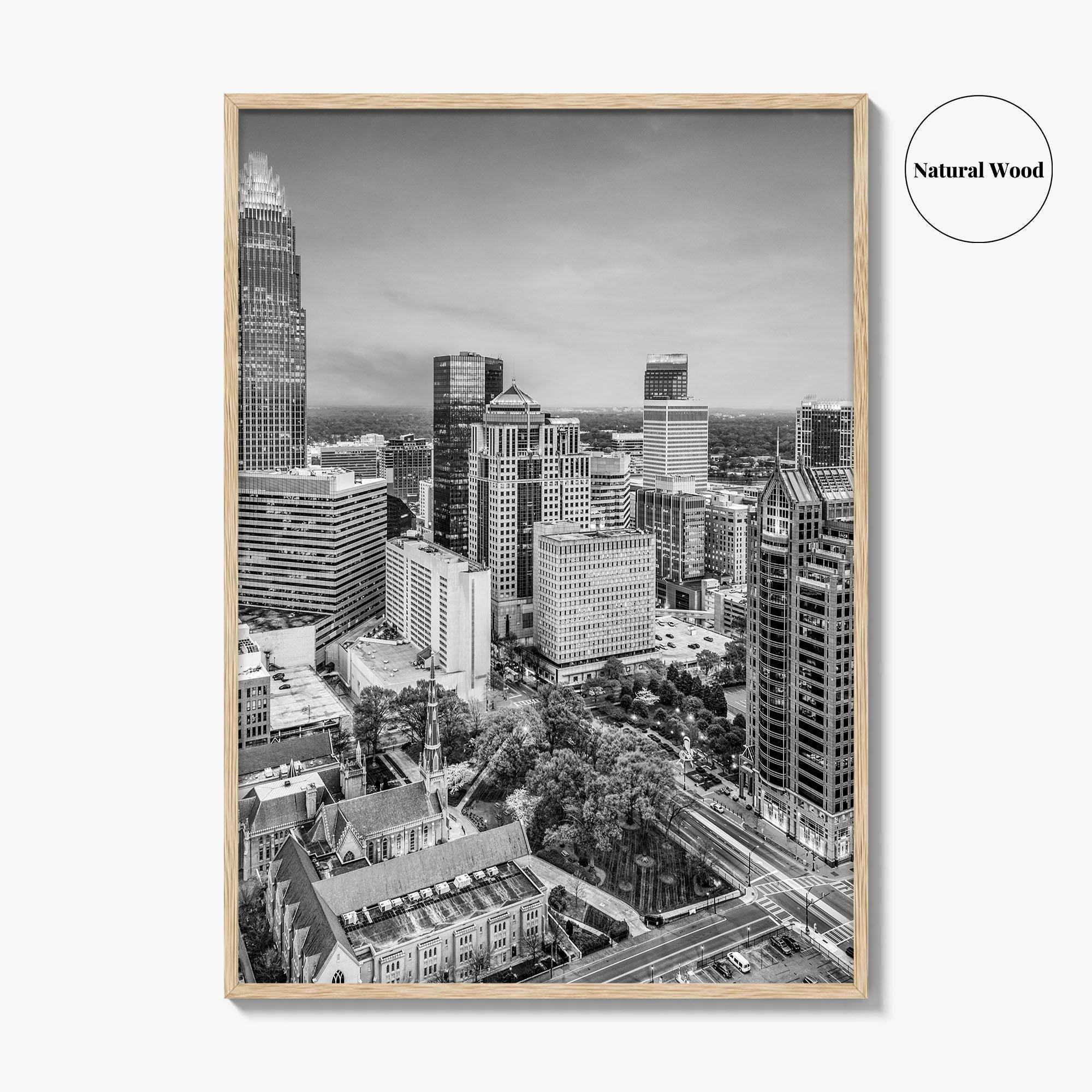 Charlotte Black and White Fine Art Photo Print, North Carolina USA, Uptown NC Poster