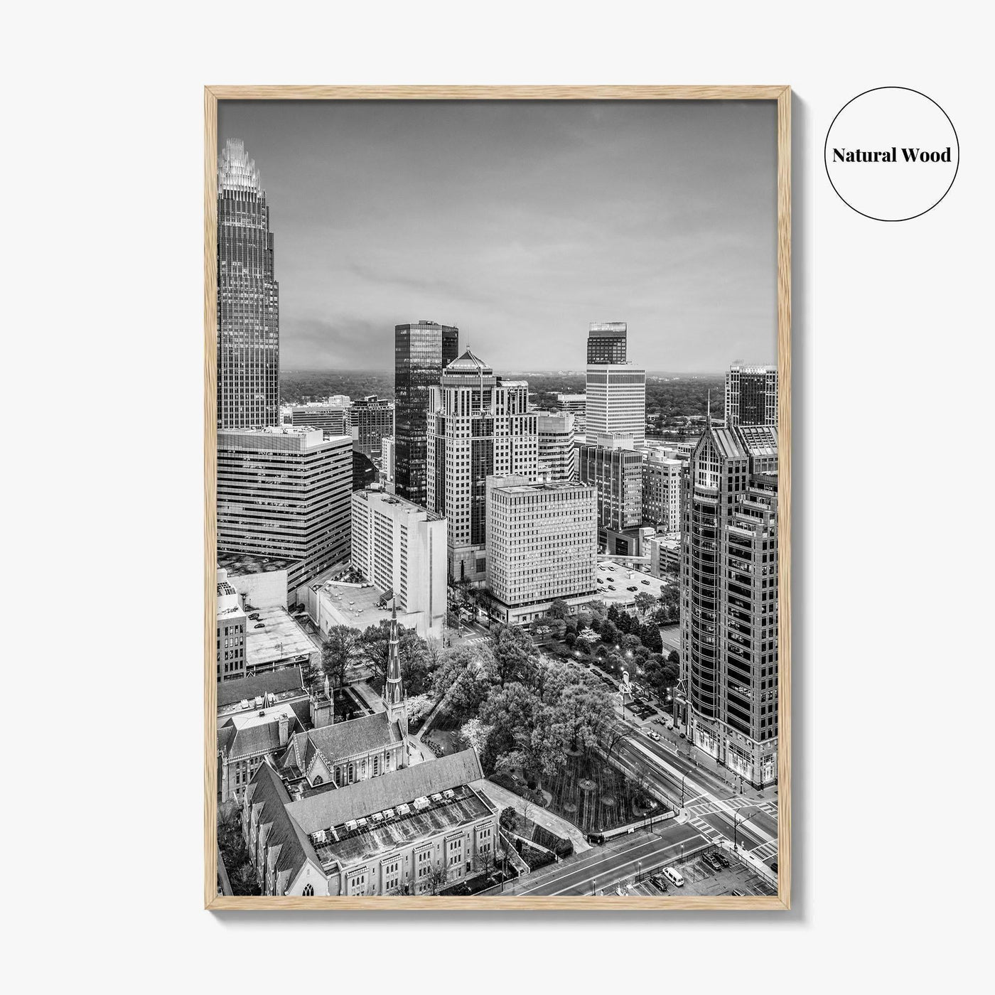 Charlotte Black and White Fine Art Photo Print, North Carolina USA, Uptown NC Poster
