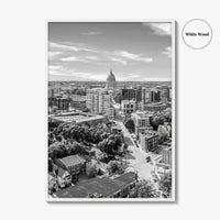 Madison Skyline Black and White Fine Art Photo Print, Wisconsin State Capitol, USA Poster