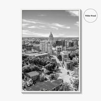 Madison Skyline Black and White Fine Art Photo Print, Wisconsin State Capitol, USA Poster