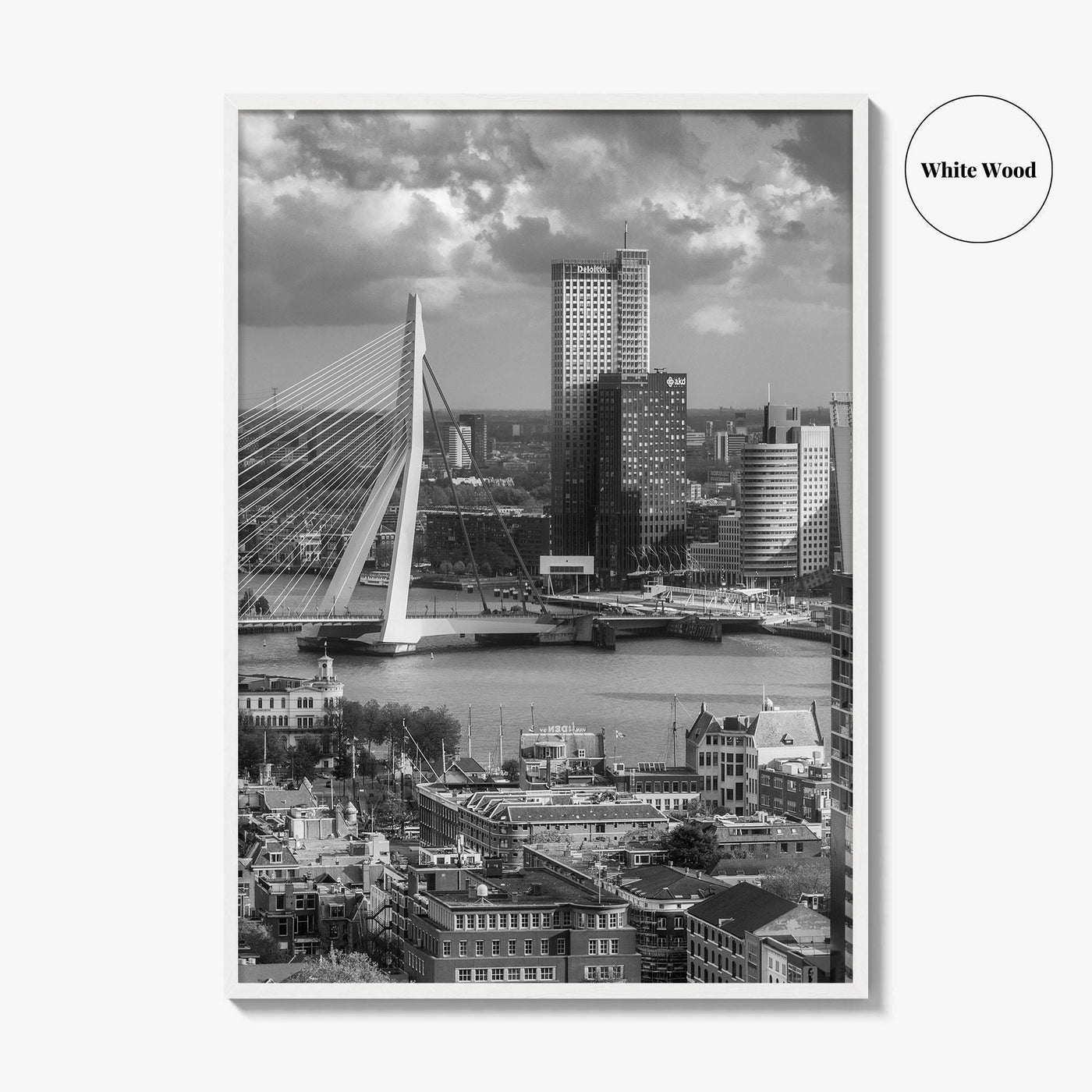 Rotterdam Skyline Black and White Fine Art Photo Print, Euromast South Holland Poster