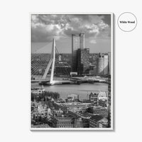 Rotterdam Skyline Black and White Fine Art Photo Print, Euromast South Holland Poster