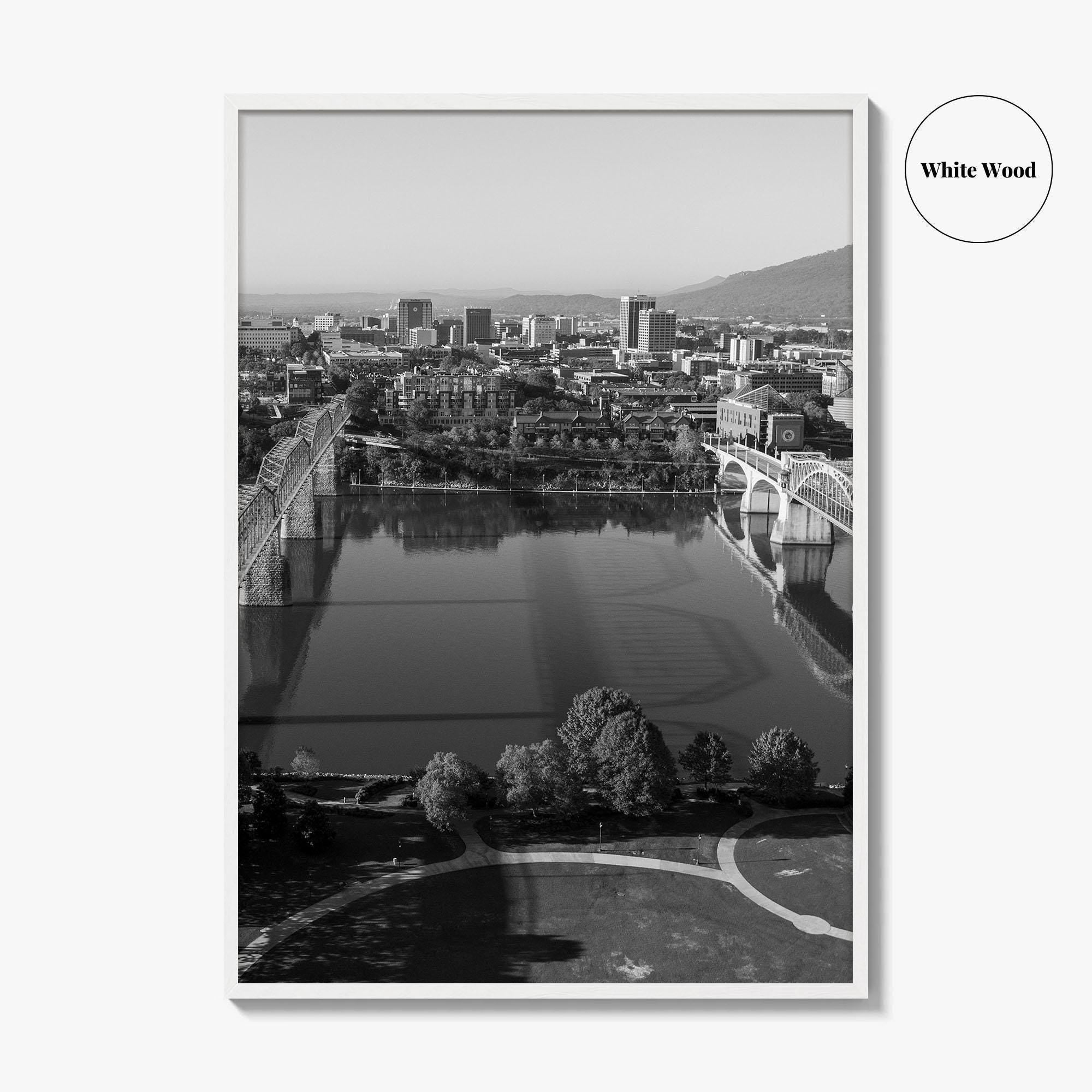 Chattanooga Black and White Fine Art Photo Print, Tennessee, Walking Market Street Bridges