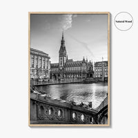 Hamburg Black and White Fine Art Photo Print, City Hall Rathaus, Germany Wall Poster