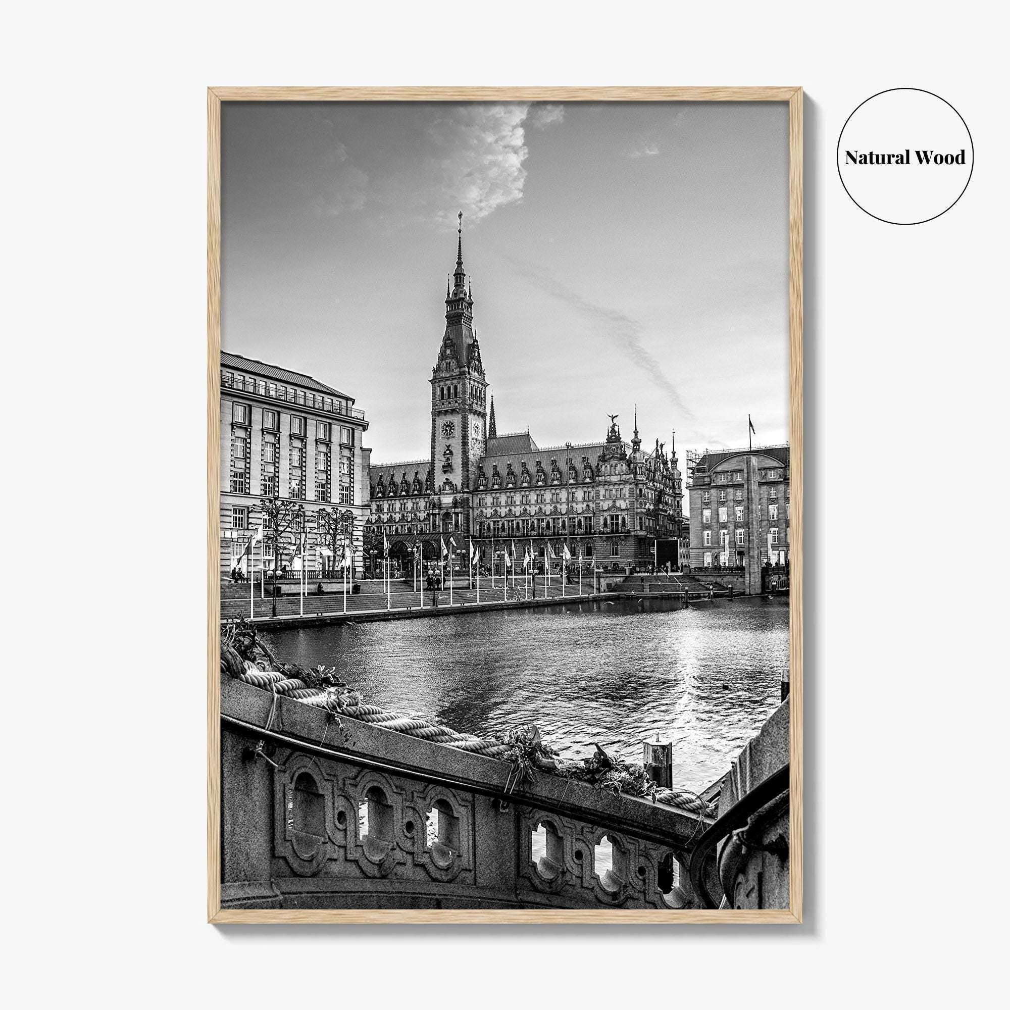 Hamburg Black and White Fine Art Photo Print, City Hall Rathaus, Germany Wall Poster