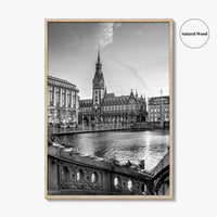 Hamburg Black and White Fine Art Photo Print, City Hall Rathaus, Germany Wall Poster