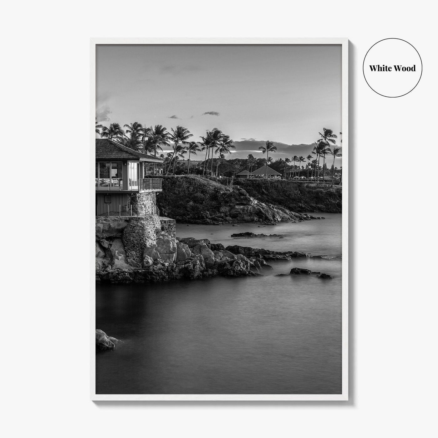 Maui Black and White Fine Art Photo Print, Hawaii Wall Poster, Cliff House