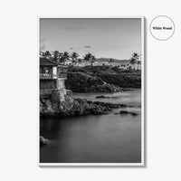 Maui Black and White Fine Art Photo Print, Hawaii Wall Poster, Cliff House