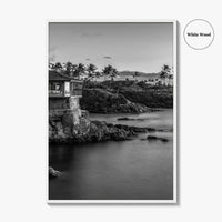 Maui Black and White Fine Art Photo Print, Hawaii Wall Poster, Cliff House
