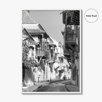 Cartagena Black and White Fine Art Photo Print, Colombia Colonial Street Poster