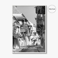 Cartagena Black and White Fine Art Photo Print, Colombia Colonial Street Poster