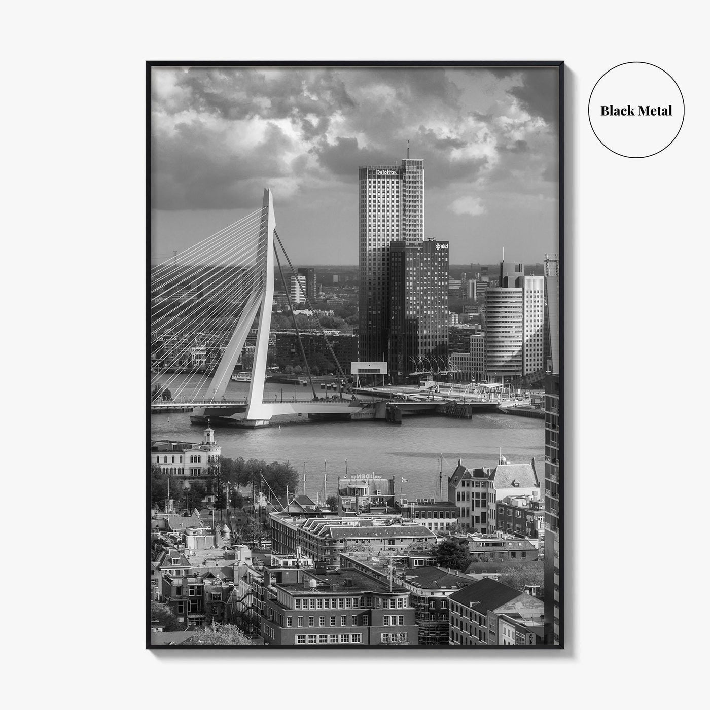 Rotterdam Skyline Black and White Fine Art Photo Print, Euromast South Holland Poster