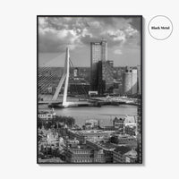 Rotterdam Skyline Black and White Fine Art Photo Print, Euromast South Holland Poster