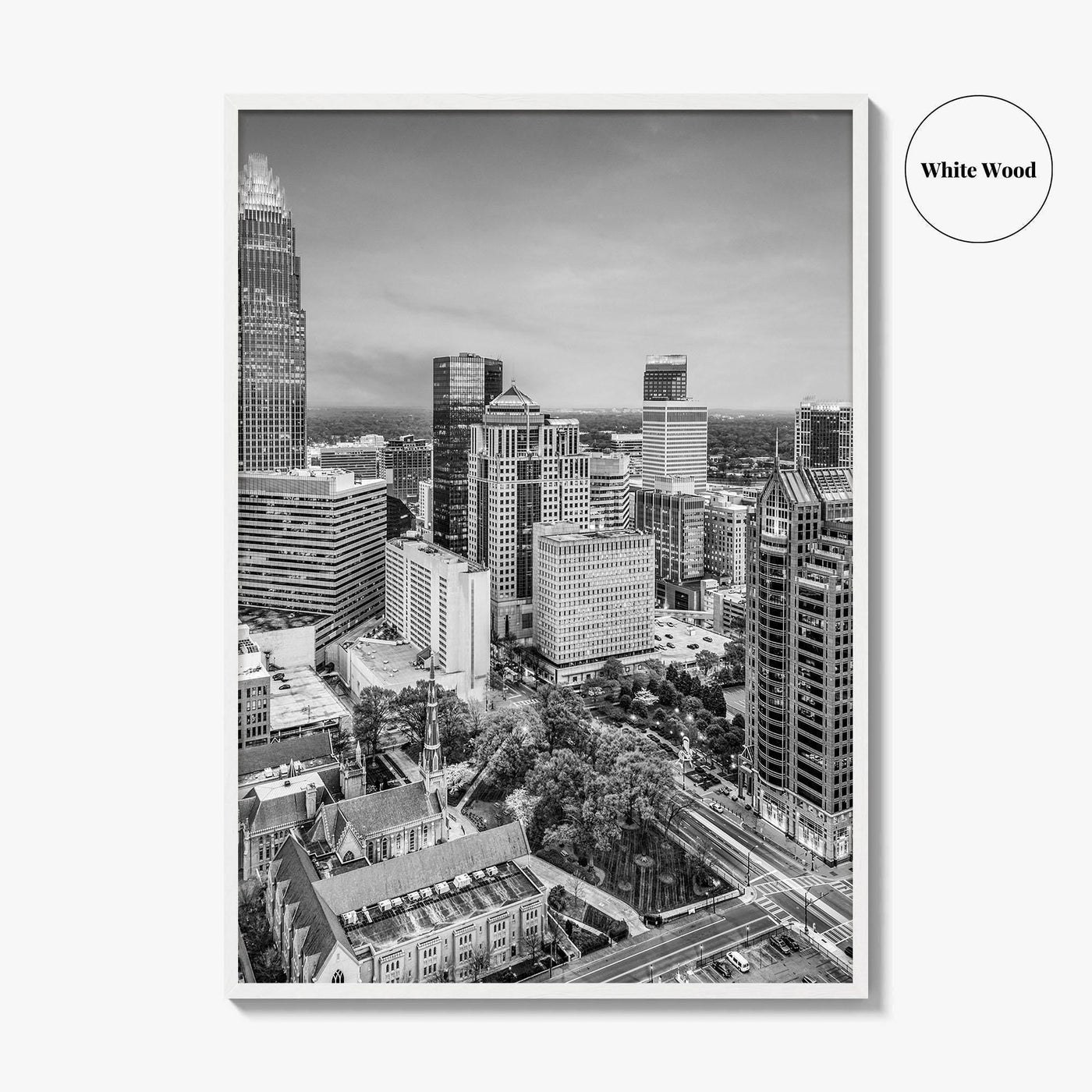 Charlotte Black and White Fine Art Photo Print, North Carolina USA, Uptown NC Poster