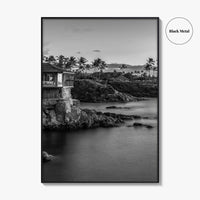 Maui Black and White Fine Art Photo Print, Hawaii Wall Poster, Cliff House