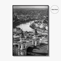 Salzburg Skyline Black and White Fine Art Photo Print, Salzburger Land Austria Poster