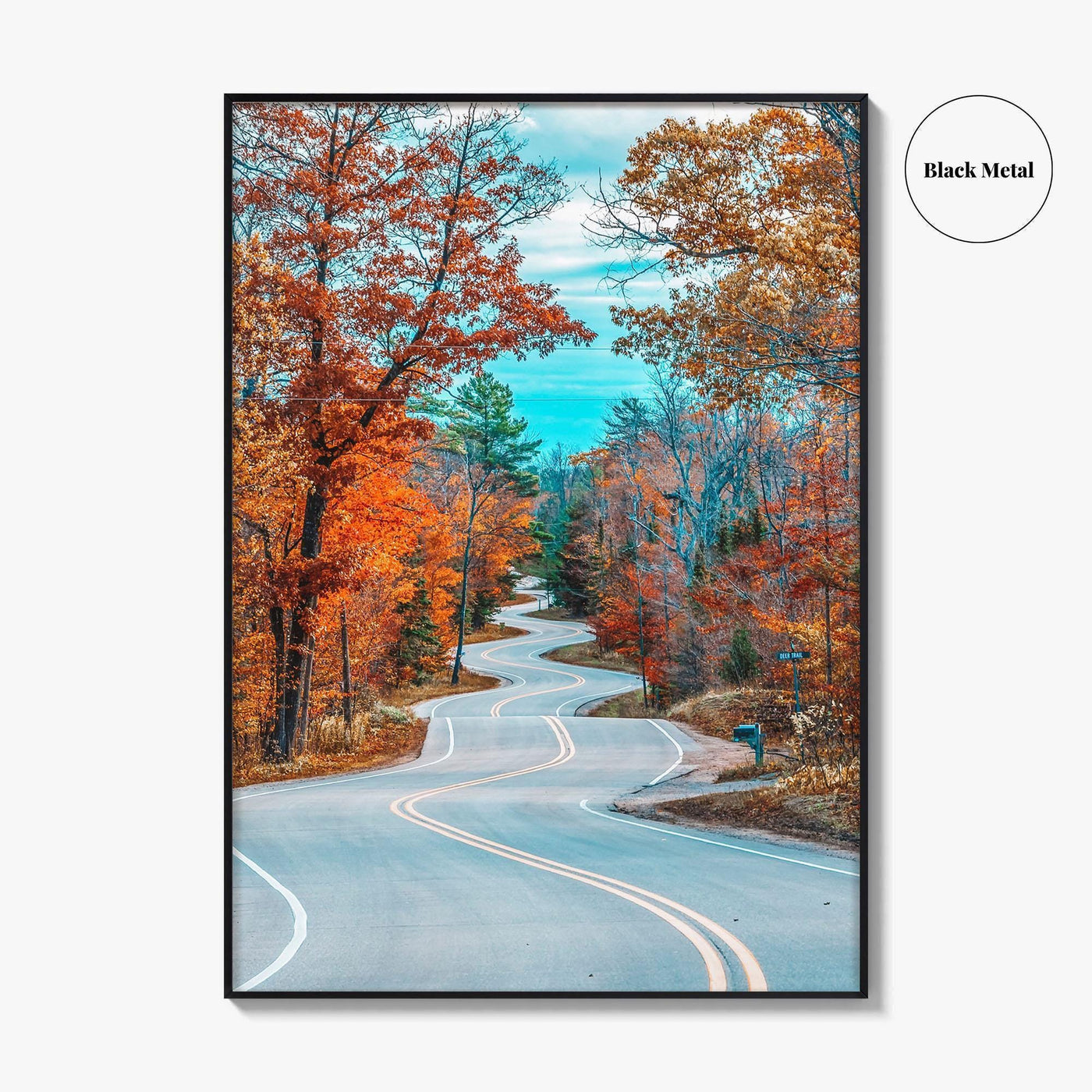 Door County Wisconsin Fine Art Photo Print, Autumn Winding Road, Fall Foliage Poster