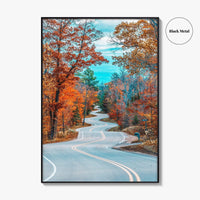 Door County Wisconsin Fine Art Photo Print, Autumn Winding Road, Fall Foliage Poster