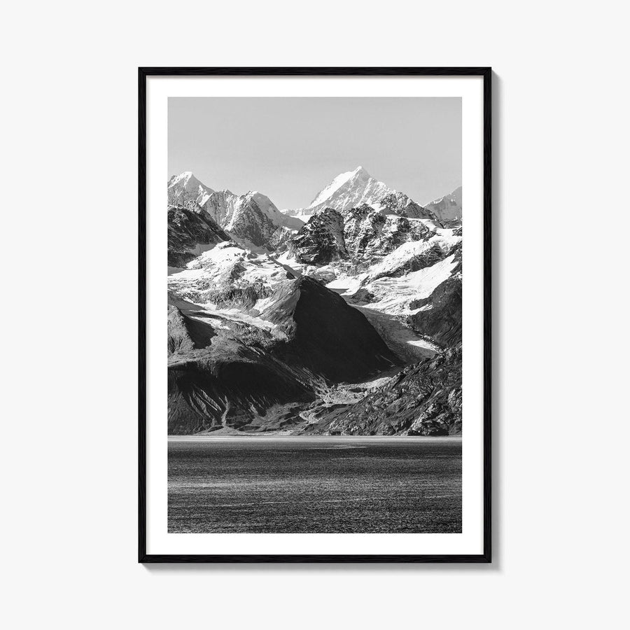 Glacier Bay Black and White Fine Art Photo Print, Alaska Inside Passage Poster