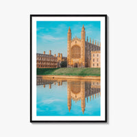 Cambridge England Fine Art Photo Print, UK Waterfront Panorama, Reflection Wall Decor Poster