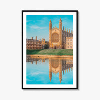 Cambridge England Fine Art Photo Print, UK Waterfront Panorama, Reflection Wall Decor Poster