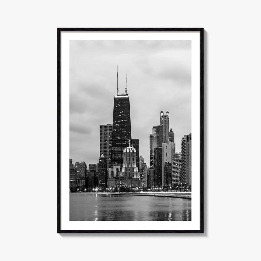 Chicago Skyline Black and White Fine Art Photo Print, North Side Illinois Poster