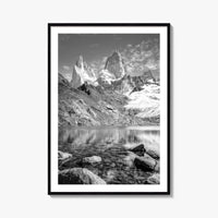 Mount Fitz Roy Black and White Fine Art Photo Print, Patagonia Argentina Poster