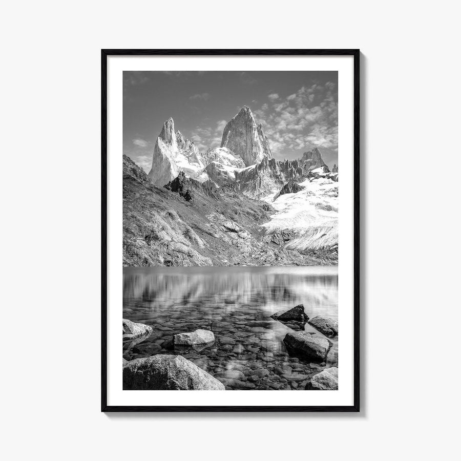 Mount Fitz Roy Black and White Fine Art Photo Print, Patagonia Argentina Poster