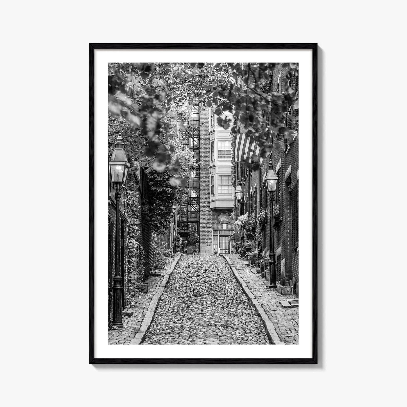 Boston Black and White Fine Art Photo Print, Acorn Street Beacon Hill Poster