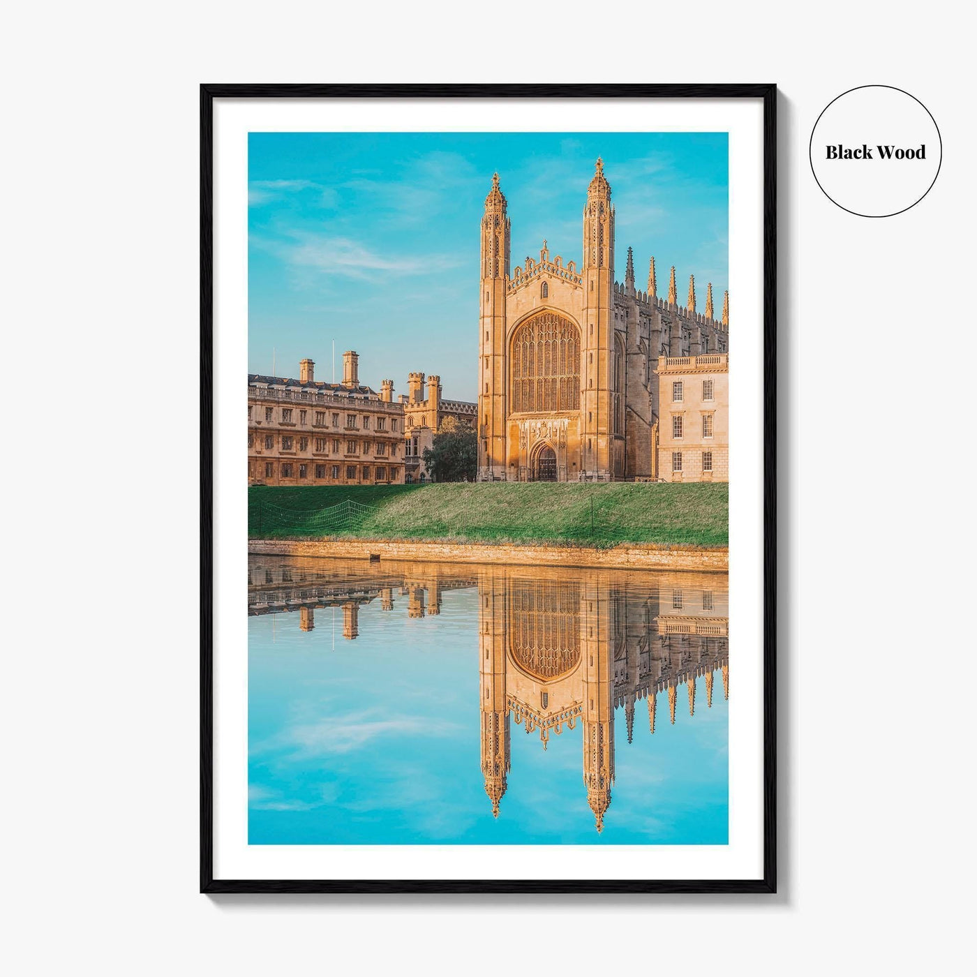 Cambridge England Fine Art Photo Print, UK Waterfront Panorama, Reflection Wall Decor Poster
